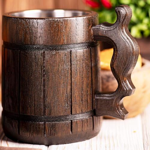 WildMugs Iron Beer Mug, Wooden Stein, Personalized Tankard