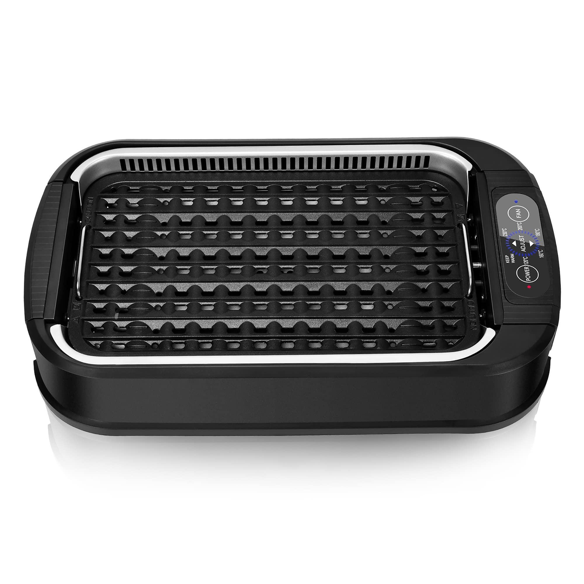 QIDOTS Smokeless Electric Grill Portable Nonstick BBQ w/ Turbo Smoke Extractor