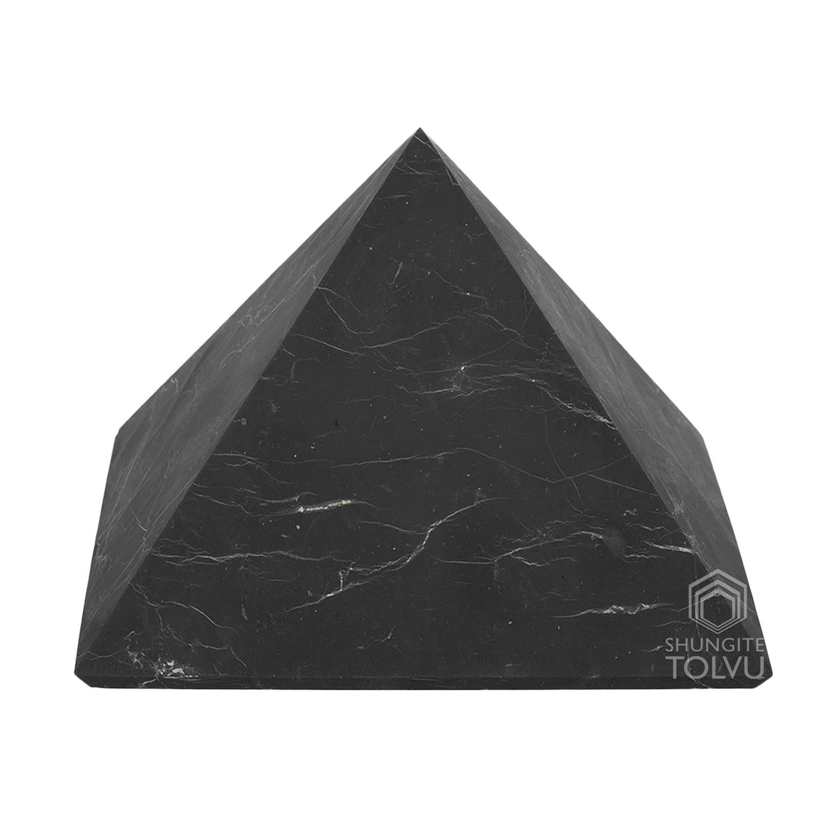 SHUNGITE TOLVU Big Shungite Pyramid - 4.7 inches - 12 - Unpolished - Authentic Russian Shungite Stone- TOLVU