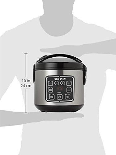 AROMA AROMA Digital Rice Cooker, 4-Cup (Uncooked) / 8-Cup (Cooked), Steamer, Grain Cooker, Multicooker, 2 Qt, Stainless Steel Exterior, ARC-914SBD