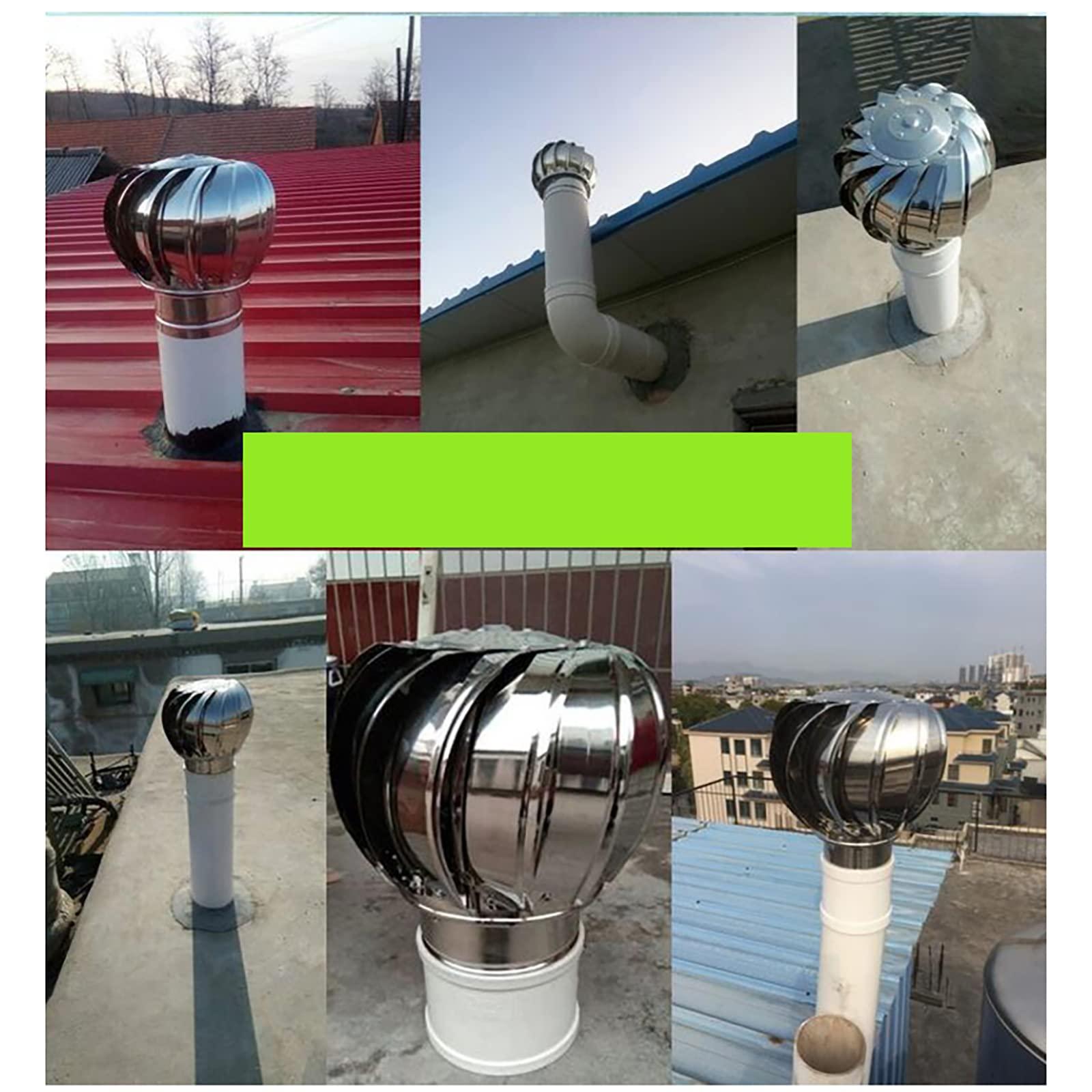 XLHWJCP XLHWJCP Rotating Chimney Cowl Roof Vents 304 Stainless Steel No Assembly Required Rainproof Fireplace Chimney Caps for Fireplace Kitchen Bathroom Garage Promotes air Circulation (200mm/7.8in)
