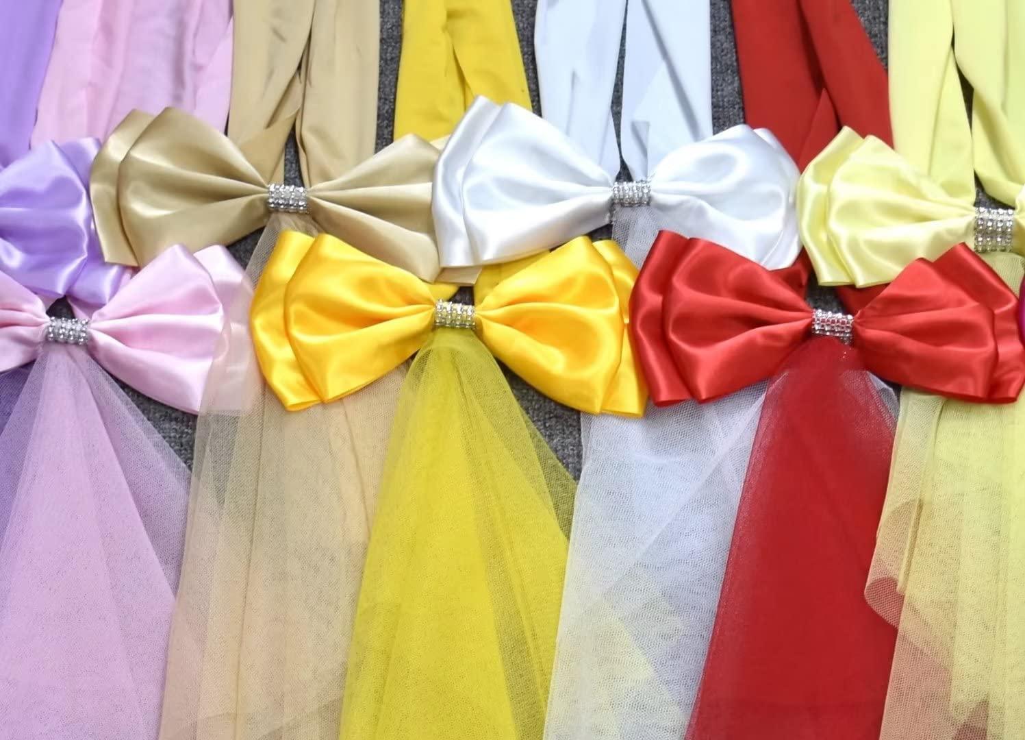 wlsgdsg Stretch Spandex Chair Sashes Bands Polyester Chair sash for Banquet Party Chairs Covers Wedding Ceremony Elastic Bows DecorationsDark Blue 100 Pcs