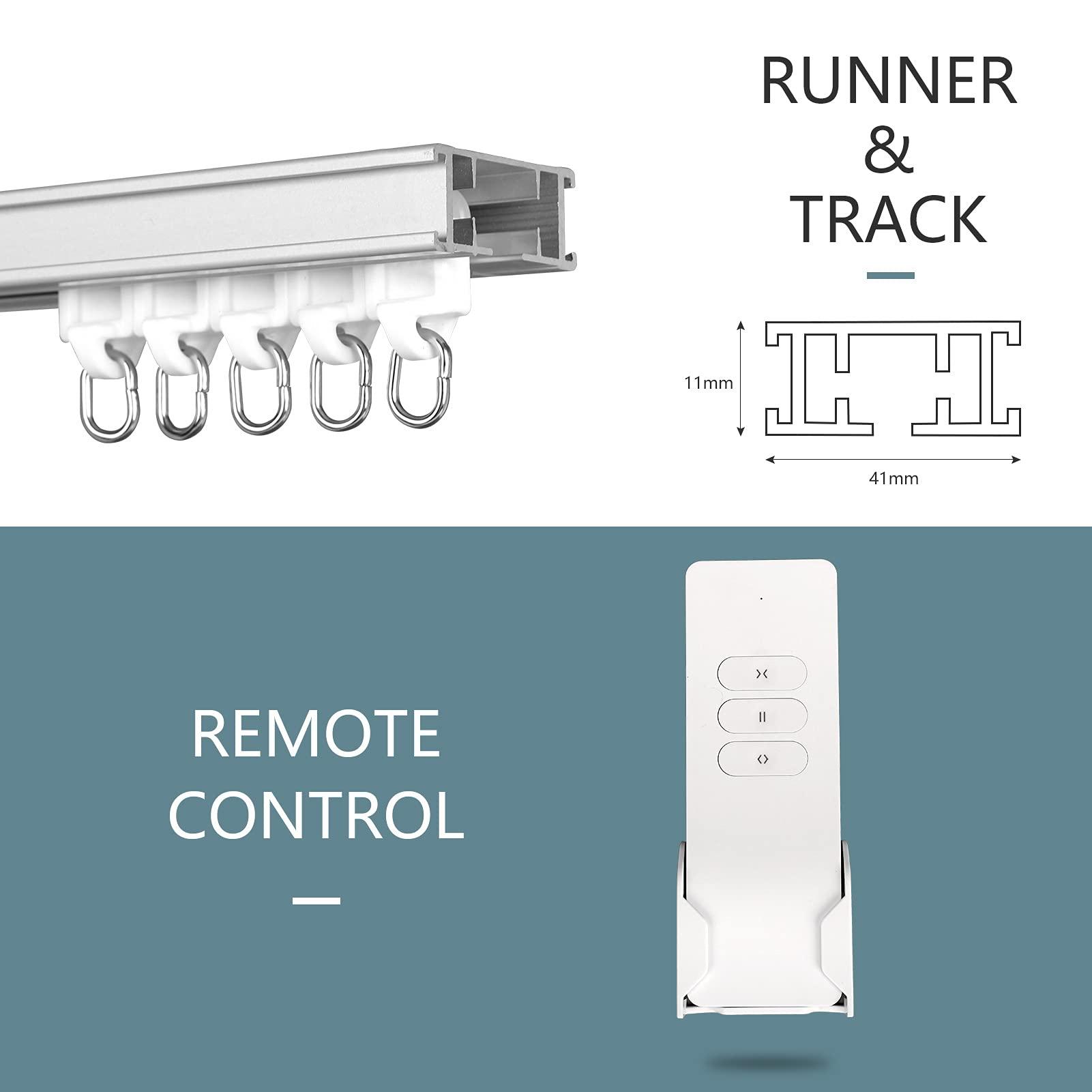 LAKAGA Electric Curtain Track 87"-244" Smart Curtains Motorized Opener Curtains Rod Super Silent Motor with Remote Control (79'')