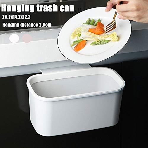 Suuim Garbage Bin Trash Can, Square Garbage Bag Holder Trash Can Kitchen Garbage Bag Cupboard Door Back Hanging Drawer Storage Rack Cabinet Trash Rack (White)