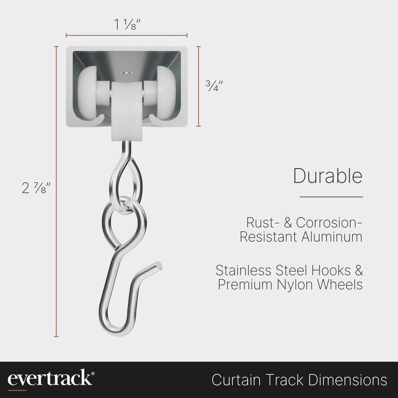 EverTrack EverTrack Curtain Track - Ceiling Mounted Curtain Rail for Curtains, Drapes, and Room Dividers - USA Made - Small (8 Feet), Jet Black