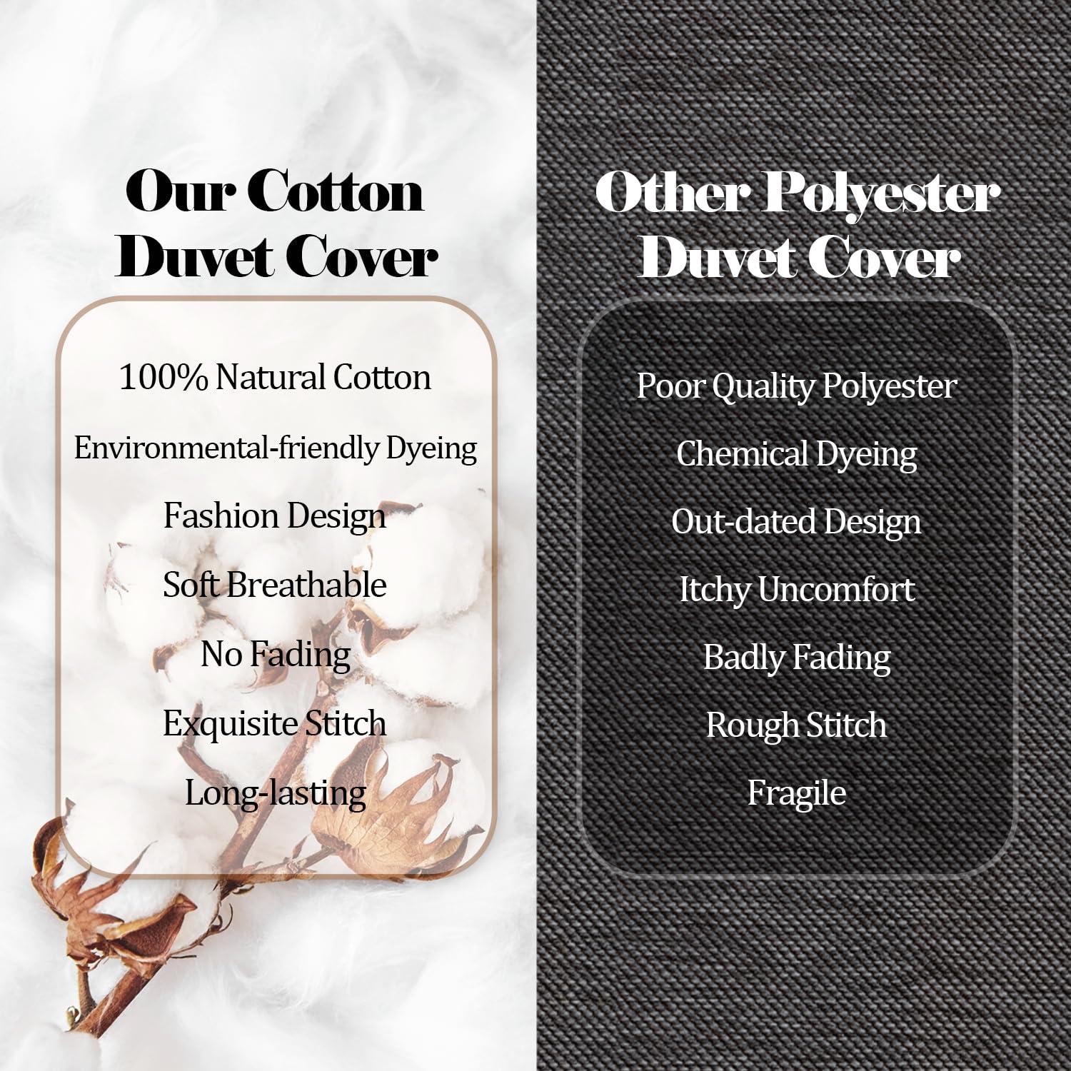 Castle Fairy Mushroom Frog 100% Organic Cotton Comforter Cover Cute Mushroom Duvet Cover Set Queen Size for Bedroom Cartoon Animals Plants Bedding Set with 2 Pillowcases(Not Comforter)