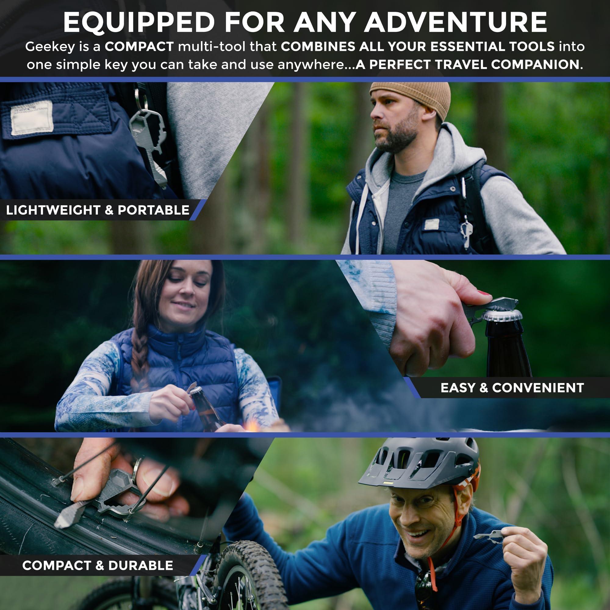 Geekey Geekey Multi-tool | Original Key Shaped Pocket Tool | Stainless Steel Keychain Utility Gadget | 16+ Tools | TSA Safe Multitool | Gift for Christmas, Men, Women, Valentine\'s, Birthday, Father