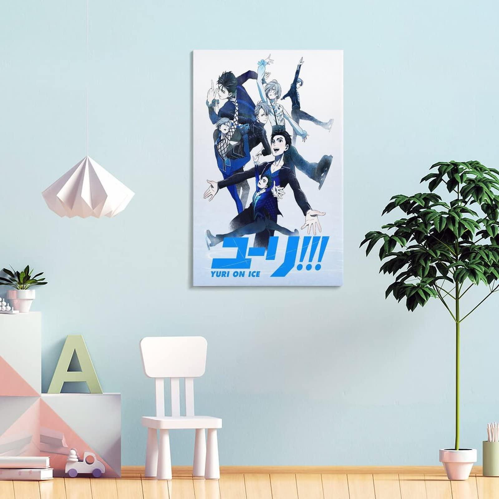 HOUNCPL Anime Posters Yuri On Ice Canvas Prints Yuri On Ice - Group Poster Wall Art Paintings Canvas Wall Decor Home Decor Living Room Decor Aesthetic 24x36inch(60x90cm) Frame