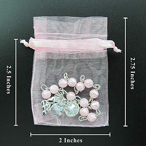 WE WE 24 Pcs Pink Mini Rosary baptism First Communion Favors with Angels for Girl Recuerdos de Bautizo Finger Rosaries Silver Plated