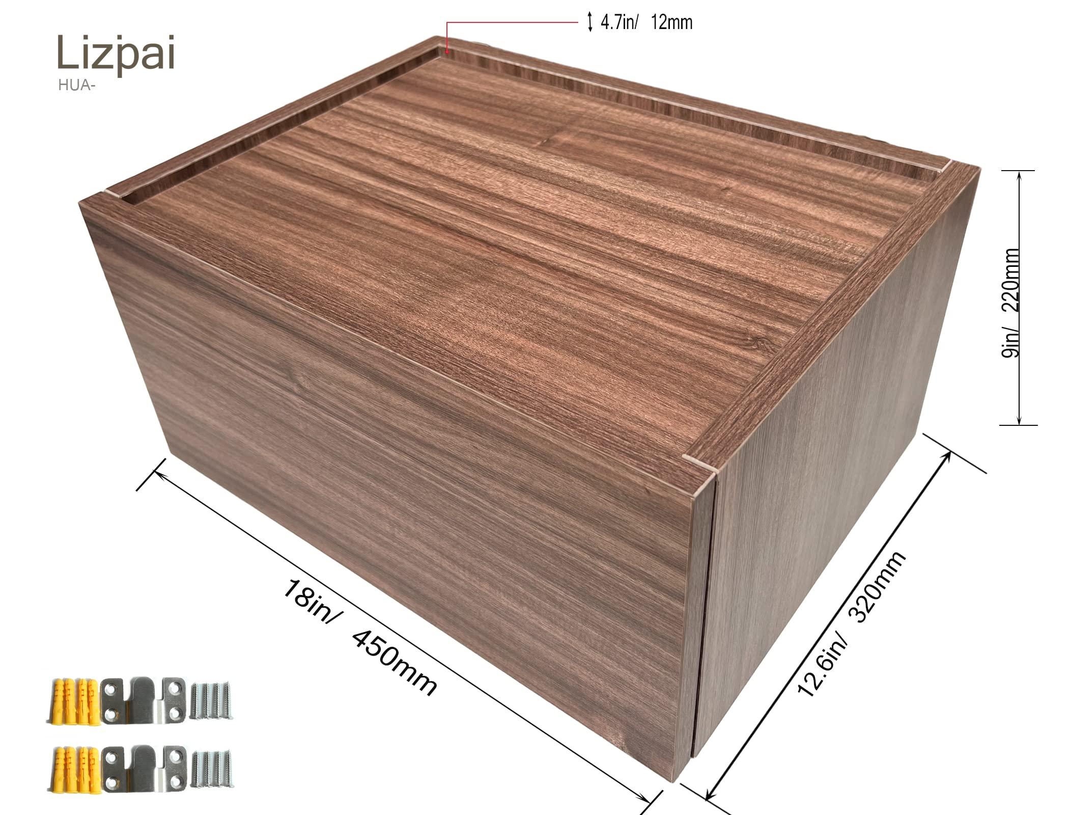 Lizipai Lizipai Floating Nightstand Wall Mounted, Romantic and Stylish Hidden Design Storage,Night Stand with Double Drawer, Hanging Bedside Table (Brown,18 X13X9)