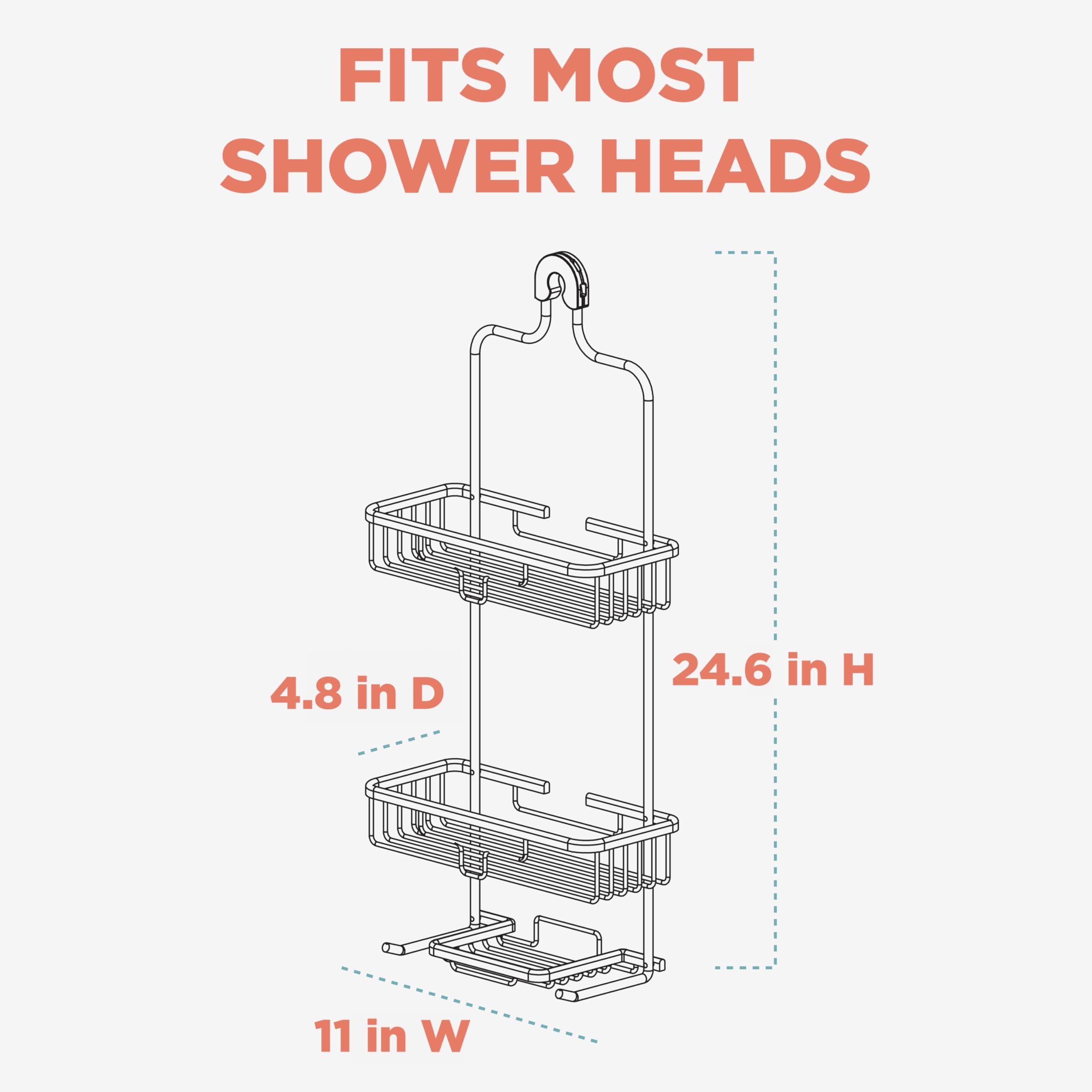 Zenna Home Zenna Home Hanging Shower Caddy with 2 Shelves, Soap Tray, Razor Holders and Hooks, Satin Chrome Rustproof Shower Rack, No Drilling Premium Over Shower Head Organizer, and Bathroom Shower Racks