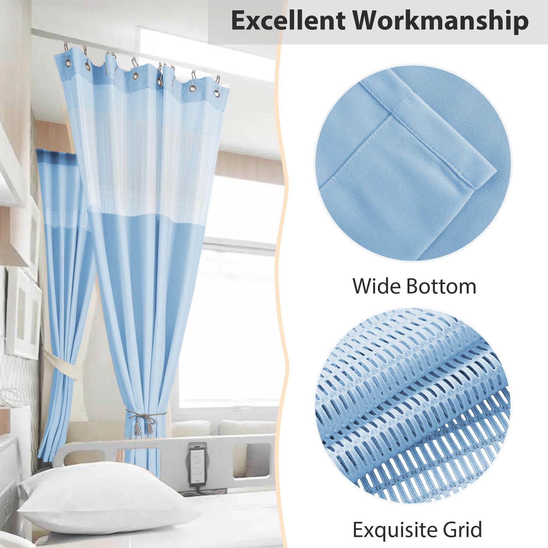 Fcosie Fcosie Blue Hospital Curtain with Grommet Extra Wider Medical Privacy Curtain for Cubicle Divider, SPA Clinic, Living Room, Student Dorm Show Room, 10ft Wide x 7ft Tall (1 PC)