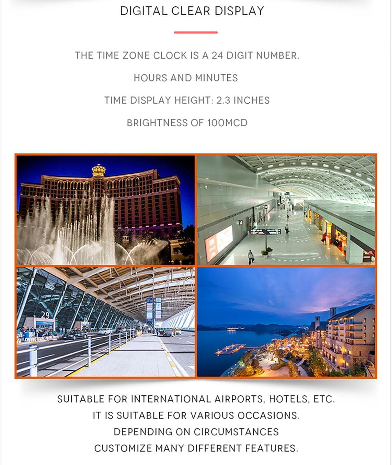 Kadxyan Kadxyan Time Zone Clocks for The Wall, World Clock Multiple Time Zones, 3 Time Zone Clocks, WiFi Connection, City Can Be Changed, Suitable for Multinational Hotels, Airports, Entertainment Venues