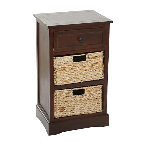 Deco 79 Deco 79 Wood 2 Baskets and 1 Drawer Storage Unit, 16" x 13" x 28", Brown