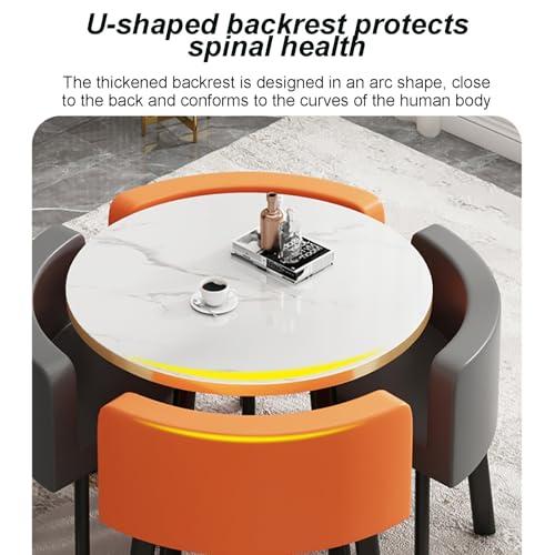LLYLAFDC Kitchen Table Chairs Set Of 4 Space Saving Dining Table Office Table And Chair Set Leisure Area Home Balcony Small Round Table Perfect For Balcony, Dining Room, Office ( Color : Gray , Size : Leather