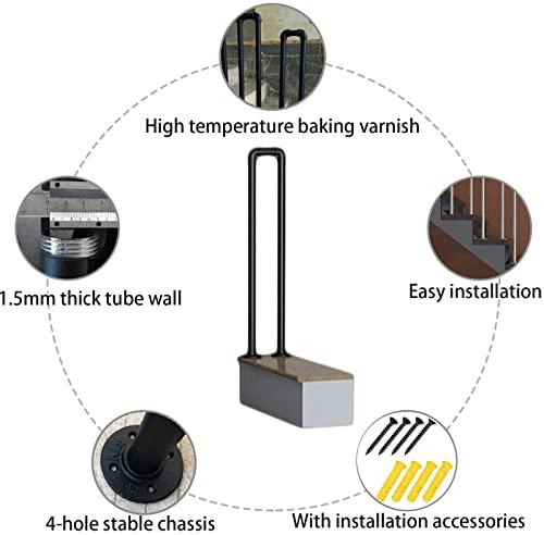 Pealihuy Pealihuy Handrails for Outdoor Front Porch Steps, Stair Handrails for Outside Steps Railing for The Elderly for Concrete Wood Brick Stair, Wrought Iron Matt Black,95cm
