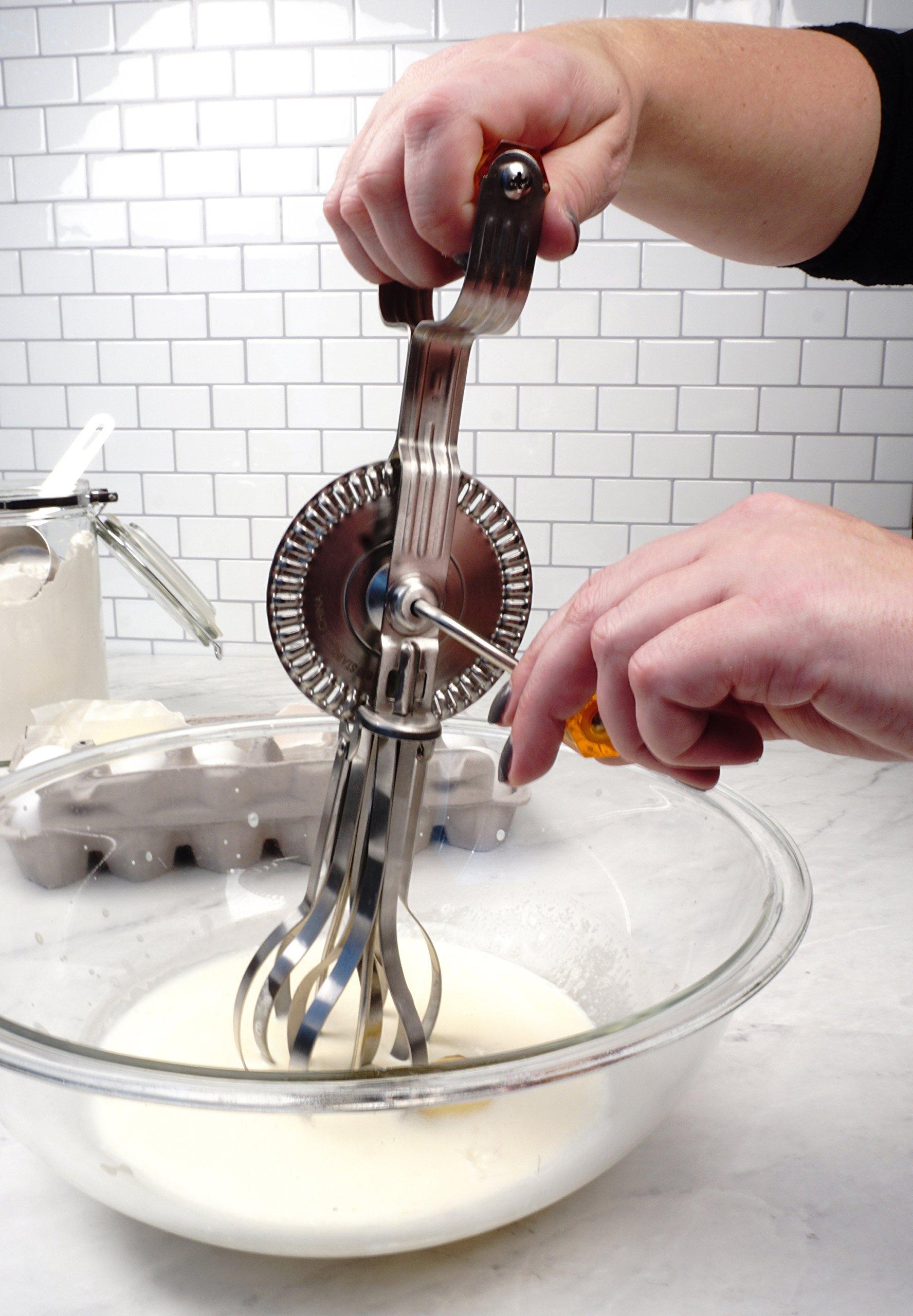 RSVP International RSVP International (BEATR-RD) Handheld Vintage Inspired Egg Beater, 18/8 Stainless Steel Dishwasher Safe, 12.25 Inch, Red