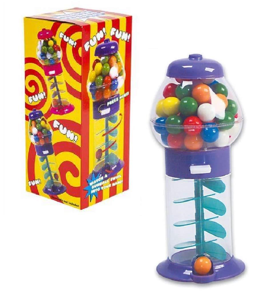 Zugar Land 7\" Spiral Galaxy Colorful GUMBALL MACHINE - Dubble Bubble Twirling Style Candy Gum Dispenser (Purple)