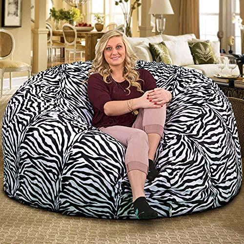 ULTIMATE SACK ULTIMATE SACK 5000 (5 ft.) Bean Bag Chair Cover in multiple colors: Cover ONLY. (5000, Zebra Fur)