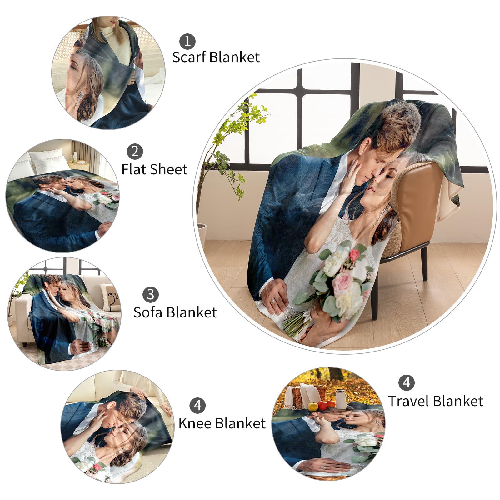 Takezuaa Custom Blanket With Pictures Texts-Personalised Photo Blanket Flannel Personalized Throw Blanket With Your Own Pictures Custom Blanket with Photo Collages For Family Birthday Wedding Gift(3 pictures)