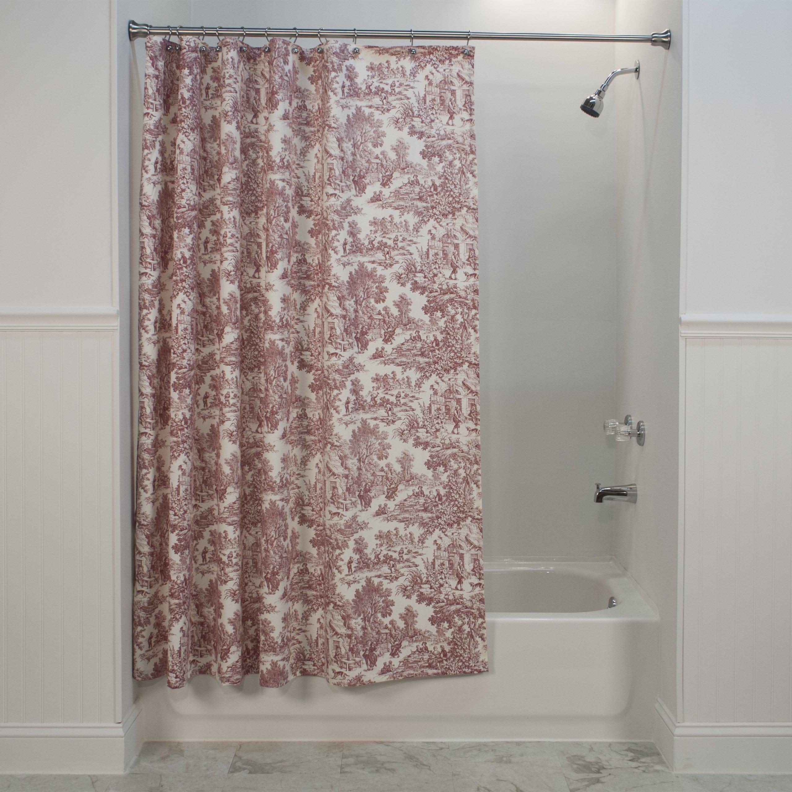 Ellis Curtain Victoria Park Toile Bathroom Shower Curtain, Red