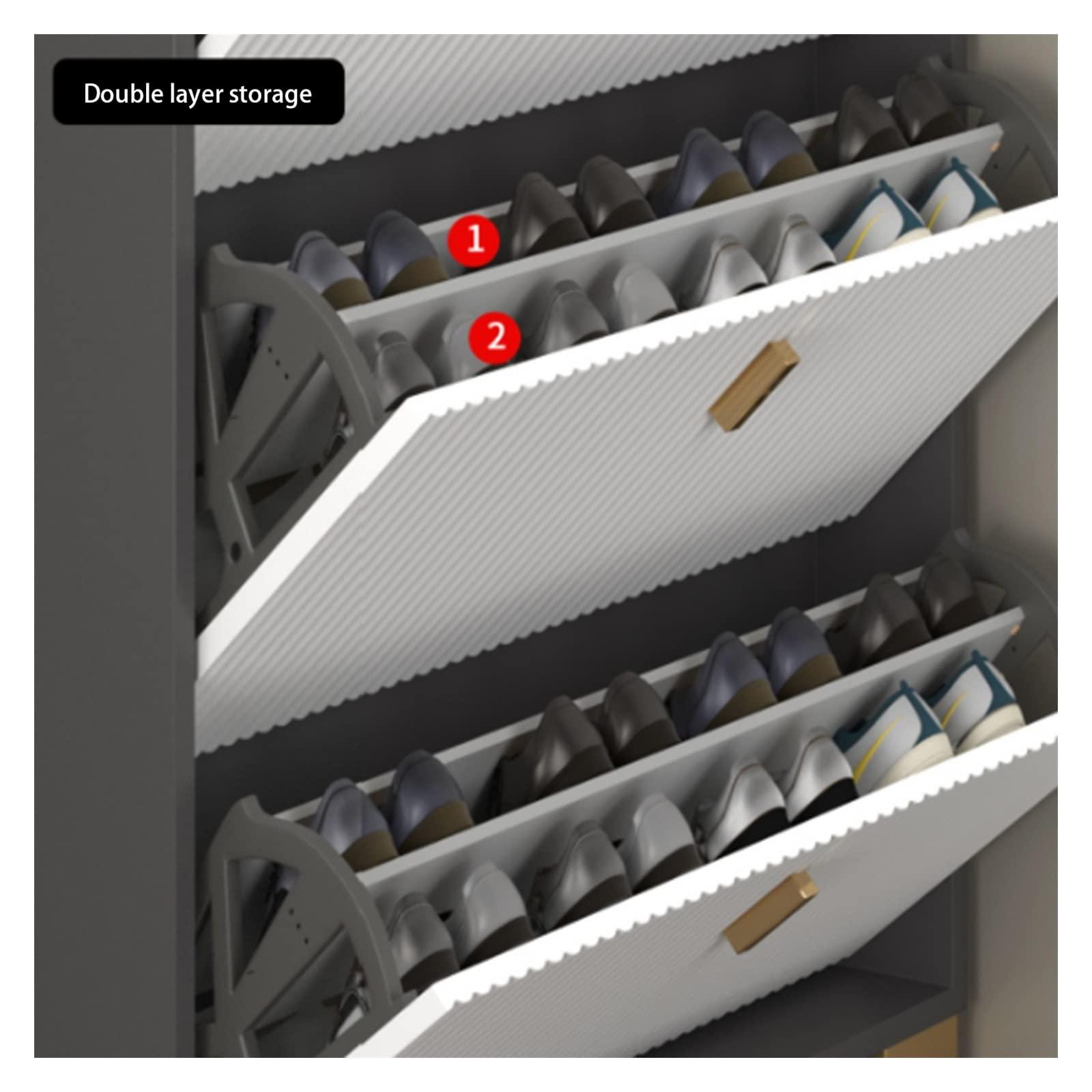 GRFIT GRFIT Shoe Cabinets Shoe Cabinet Ultra-Thin Tipping Bucket Light Luxury Simple Modern Clothes and hat one Cabinet Entry Hall Cabinet for Entryway (Size : 80 * 24 * 210cm)