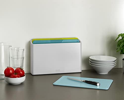 Joseph Joseph Joseph Joseph Duo 3-Piece Colour Coded Chopping Board Set with Slimline case for organised Storage, Opal
