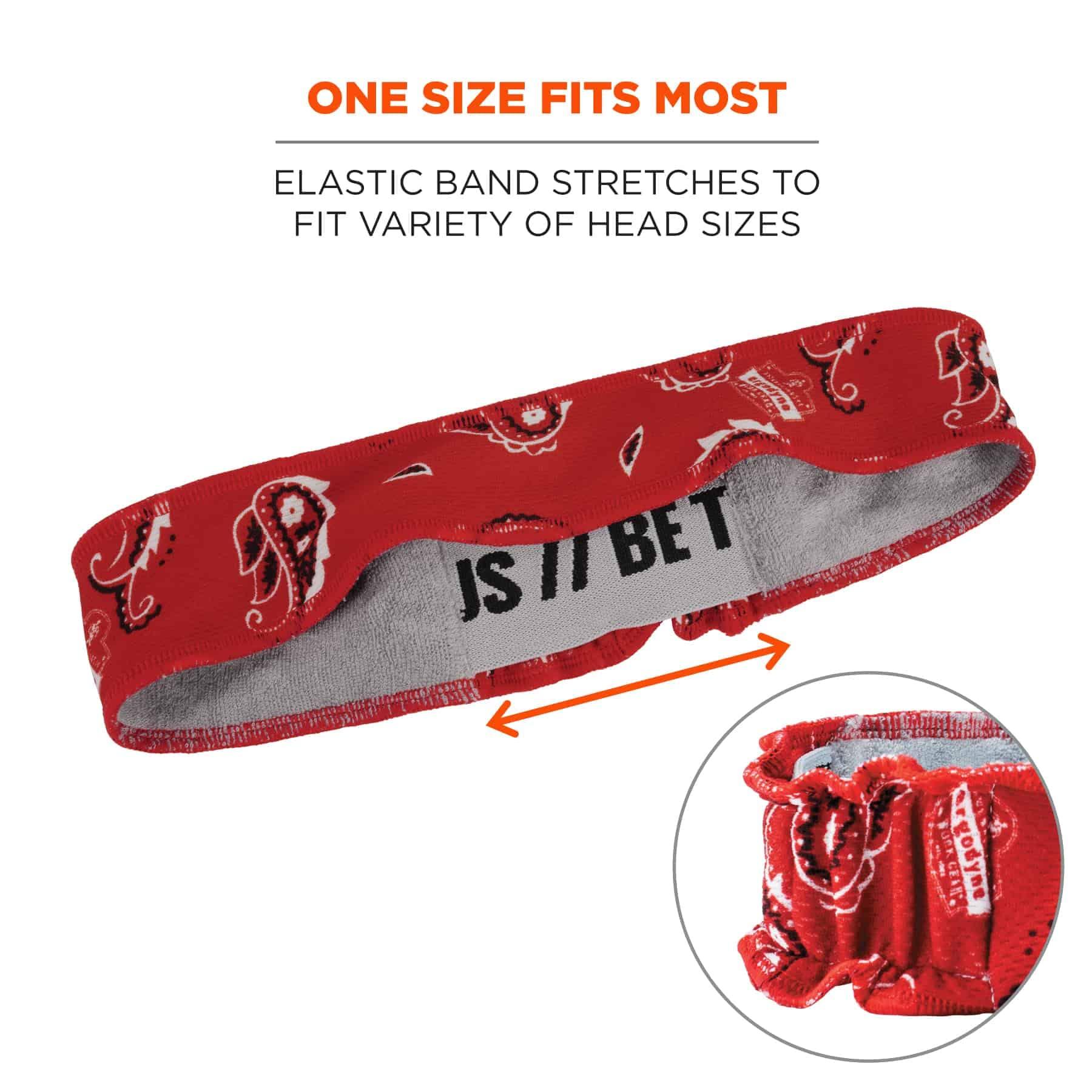 Ergodyne Ergodyne Chill-Its 6605 High-Performance Headband - Terry Cloth Sweatband, Red Western