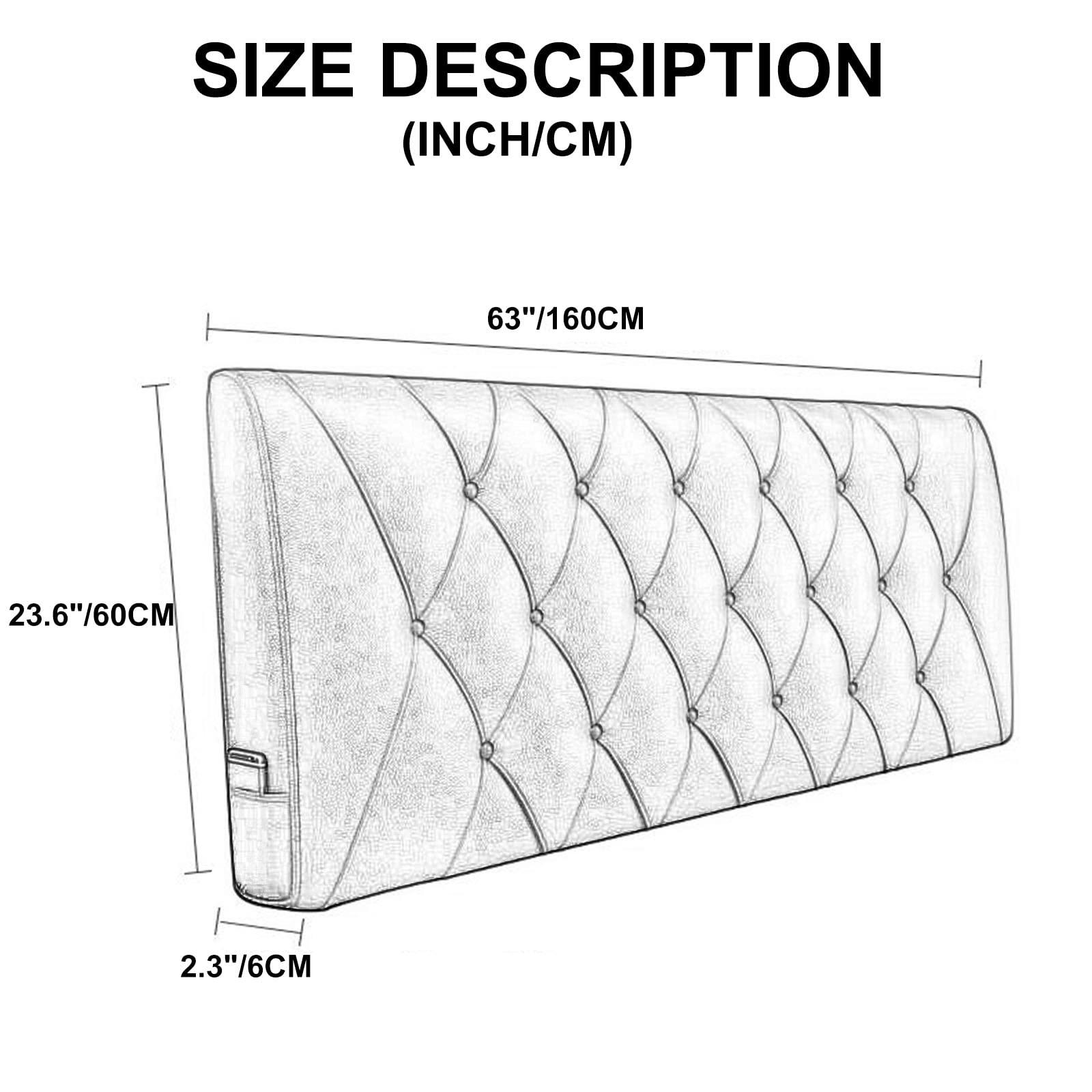 ZZYY Soft Faux Leather Upholstered Full Headboard Tufted Button Headboards for Double/Queen/King Size Bed Soft Case Support Cushion Use with A Headboard,Brown,63"/160cm