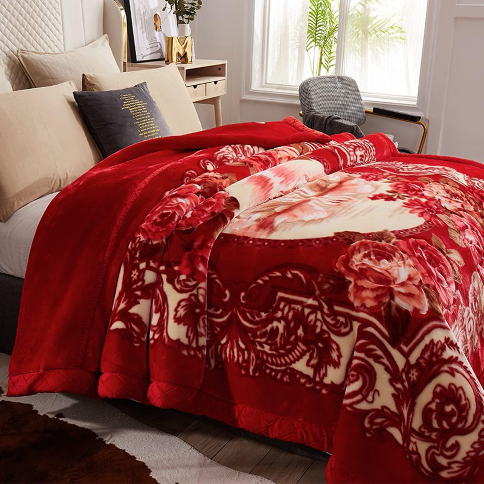 LGYKUMEG LGYKUMEG Korean Faux Mink Fleece Blanket,79x91in Queen Size Mink Blanket,Heavy Fleece Blanket, 9 Pounds,Plush Printed Bed Blanket - Soft and Warm, for Autumn,Winter,Home,Bed,Couch