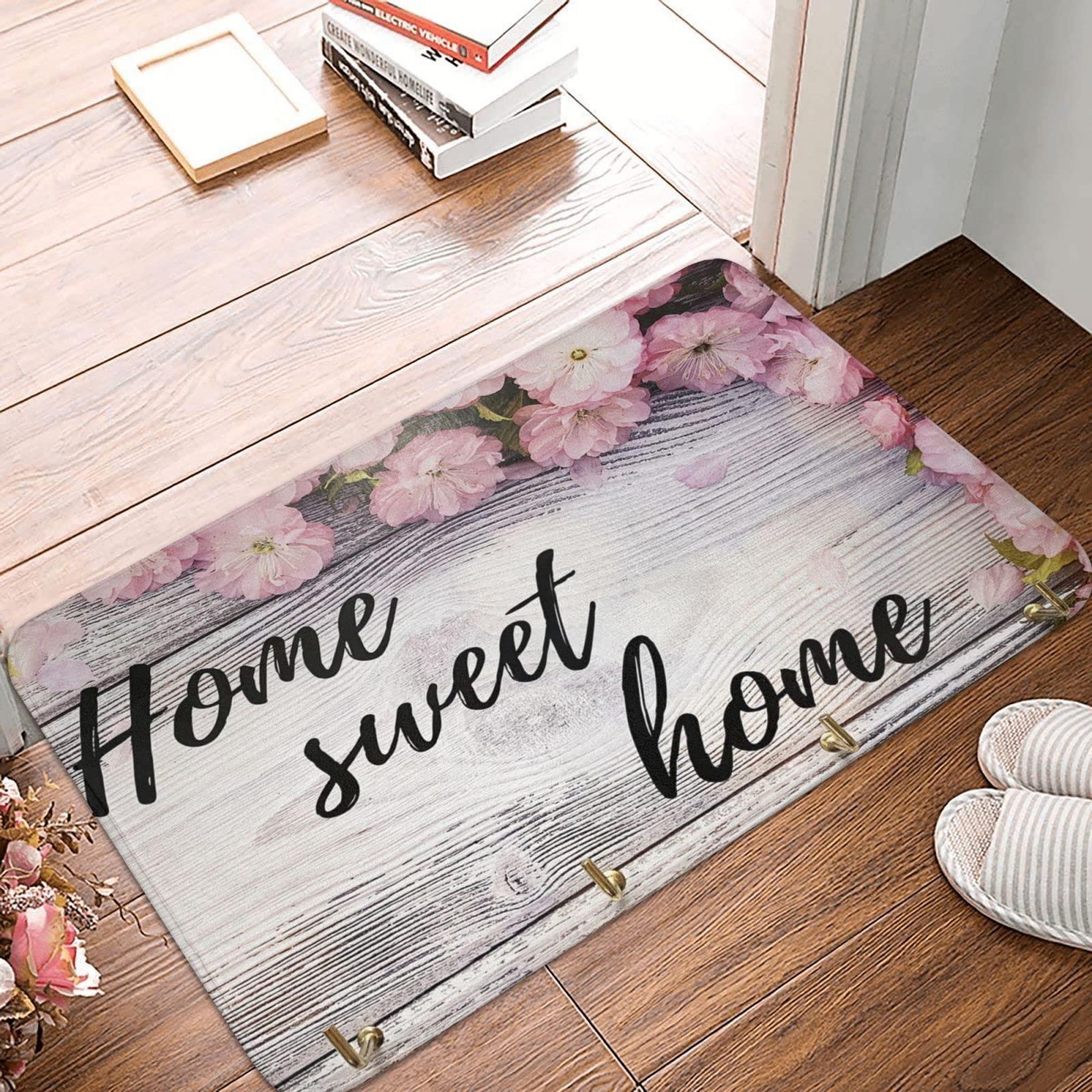 UNJOOES Custom Area Rug Personalized Design Logo Photo Front Doormat Indoor Outdoor Carpet Housewarming Decorative Gift Green 16"X24"