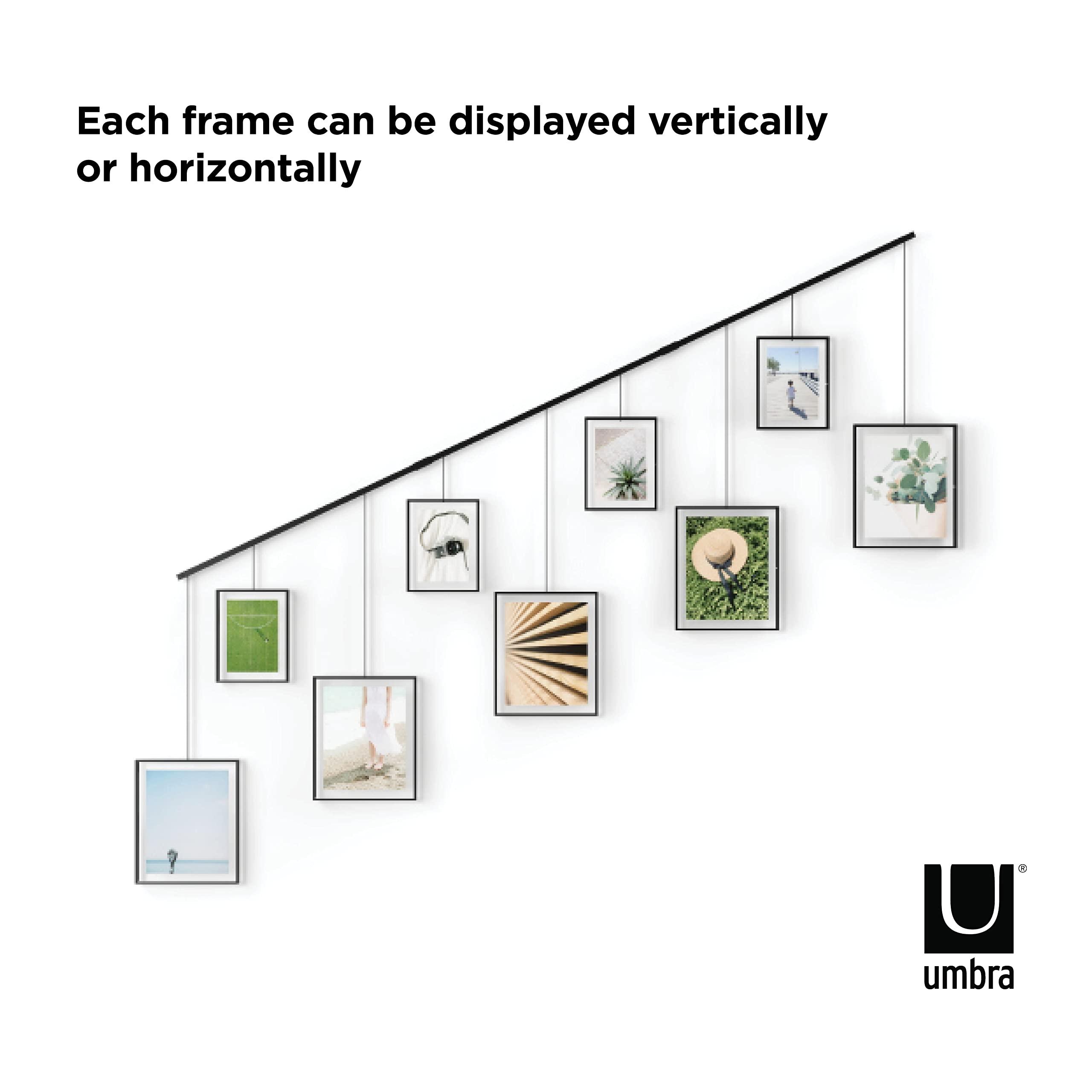 Umbra Umbra Exhibit Picture Frame Gallery Set, Adjustable Wall Collage Displays Nine Photos (Four 5x7\" and Five 8x10\"), Set of 9, Black