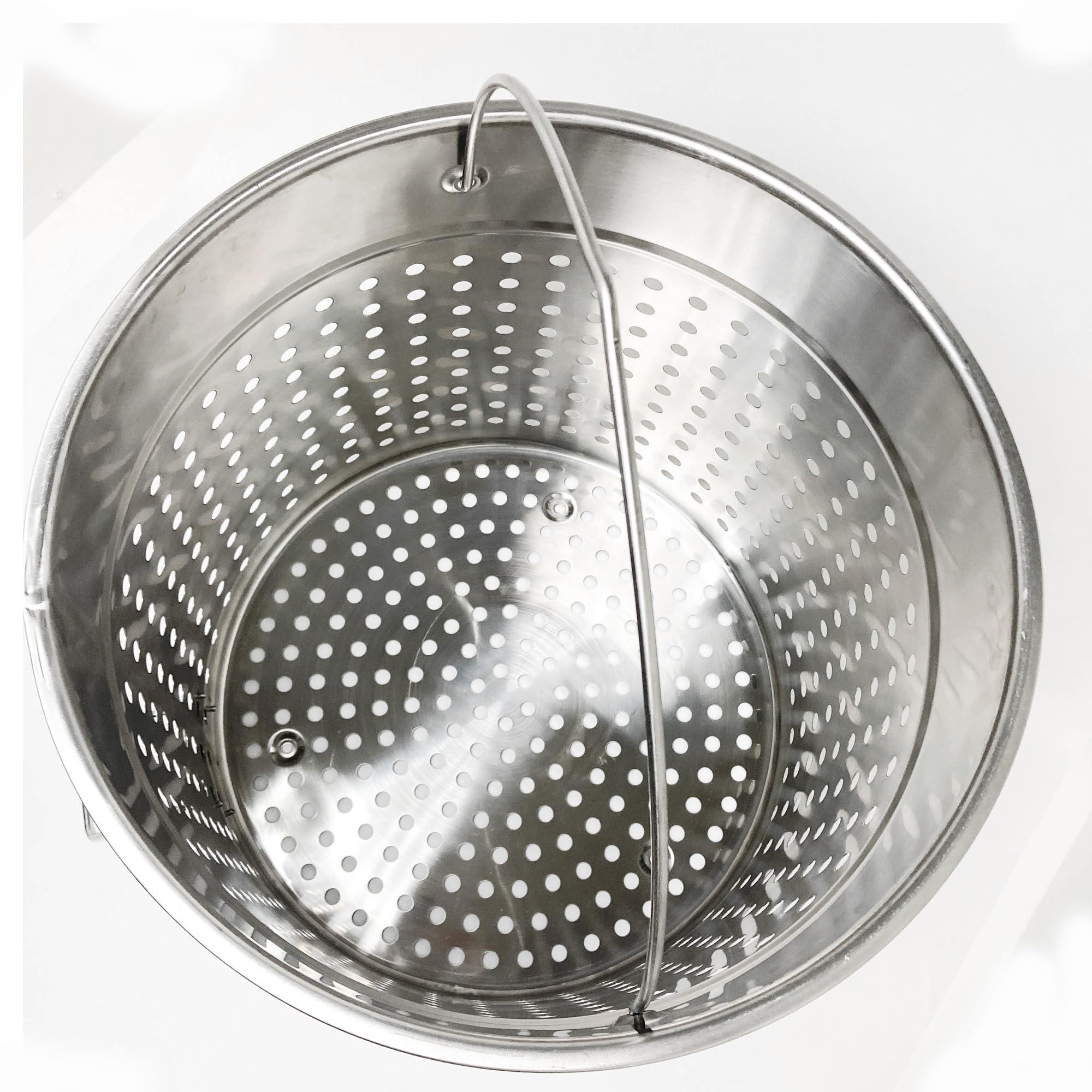Bayou Classic Bayou Classic 1136 36-qt Stainless Stockpot w/Vented Lid and Stainless Perforated Basket Features Stainless Welded Handles Perfect For Steaming Boiling or Frying