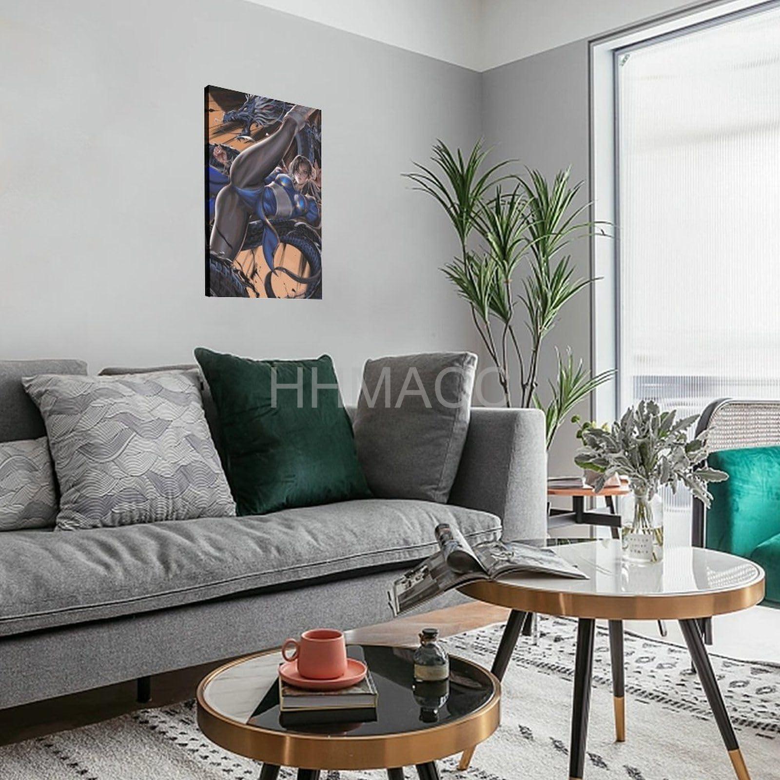 HHMACC HHMACC Anime Poster Sexy Anime Beauty Chun Li Art Poster (8) Wall Poster Art Canvas Printing Poster Office Bedroom Aesthetic Poster Frame-style 16x24inch(40x60cm)