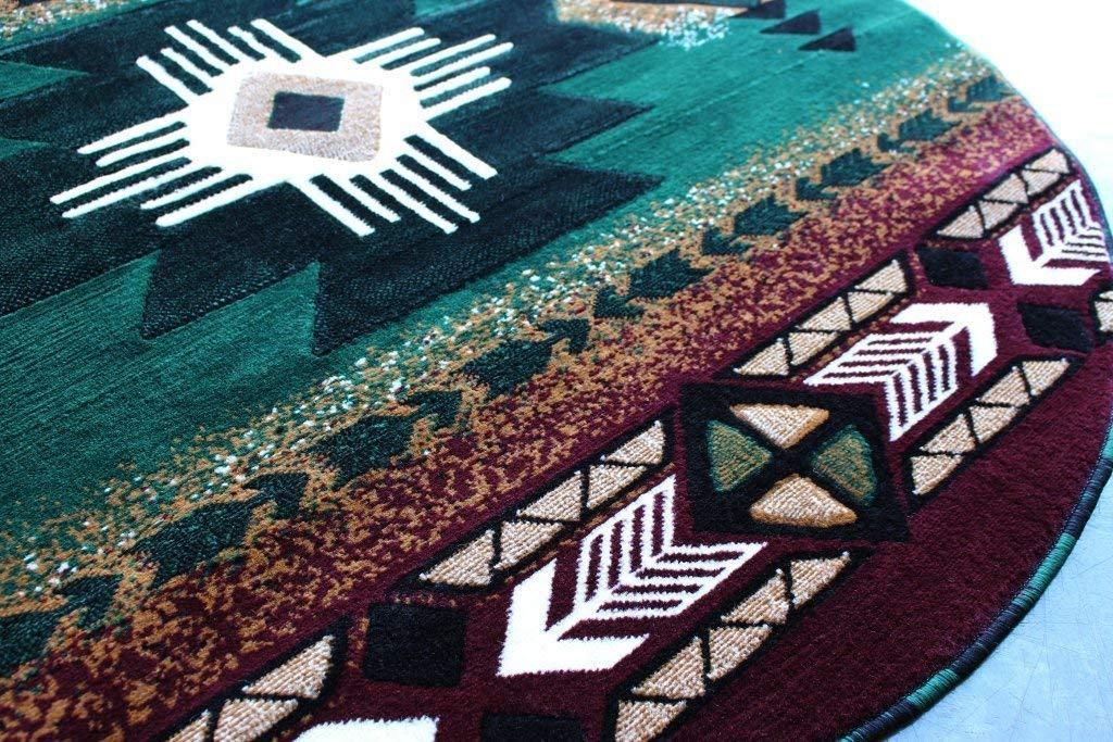 champion rugs Champion Rugs Southwest Native American Tribal Indian Hunter Green Area Rug (7 Feet X 7 Feet Round)