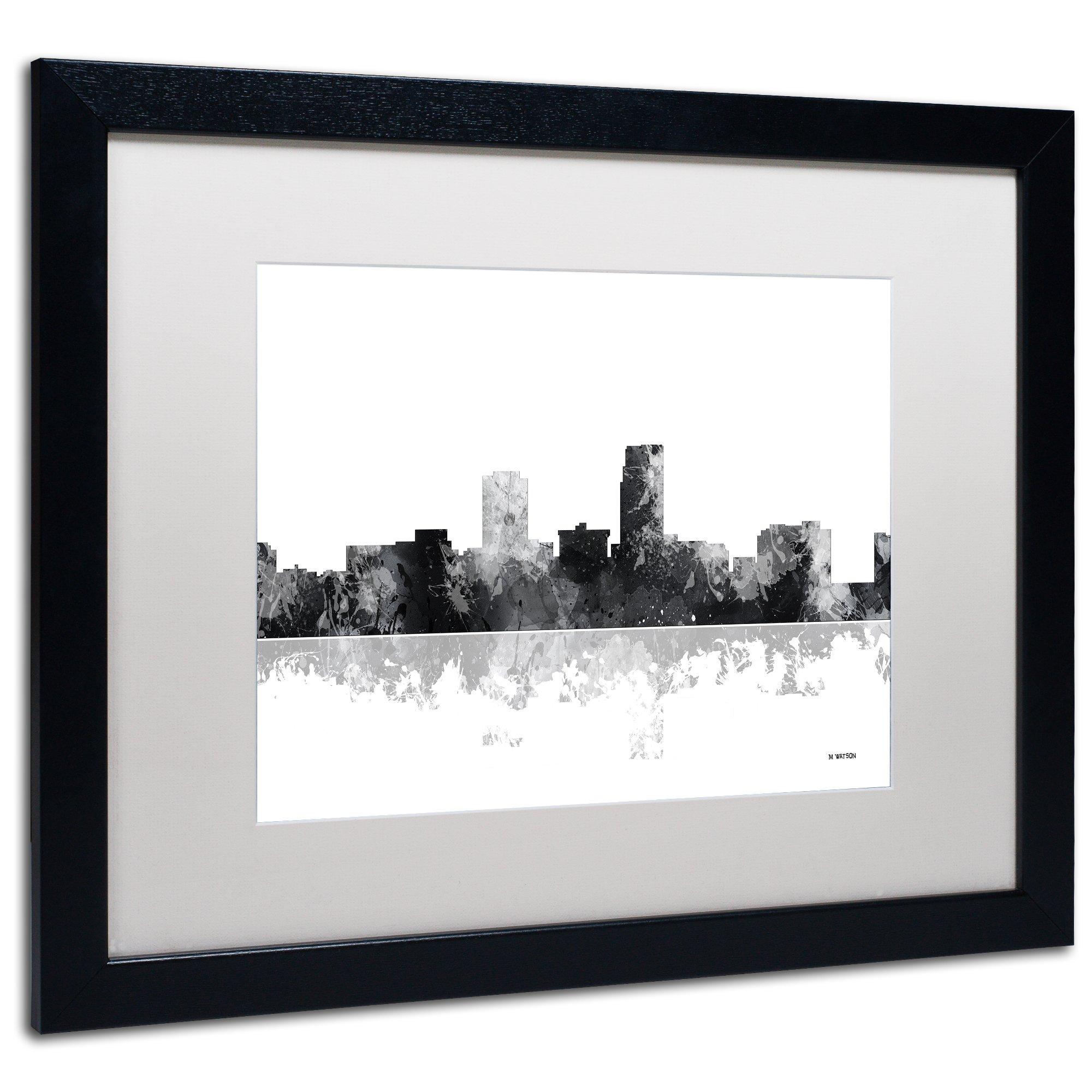 Trademark Fine Art Trademark Fine Art MW0157-B1620MF Omaha Nebraska Skyline BG-1 by Marlene Watson, White Matte, Black Frame 16x20-Inch, 16x20