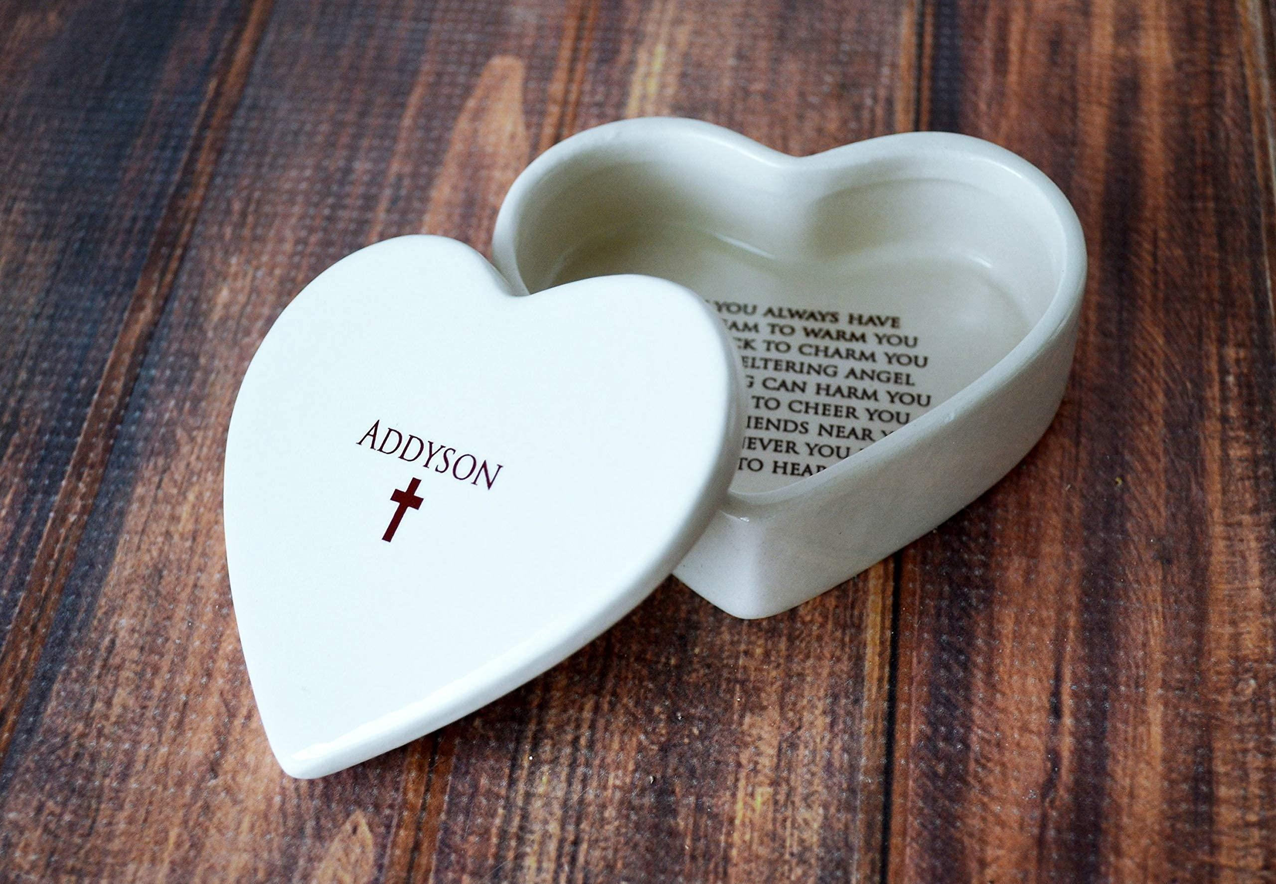 Susabella Personalized Baptism Gift, First Communion Gift, Confirmation Gift, Godchild Gift, Goddaughter Gift -With Irish Blessing -Heart Keepsake Box