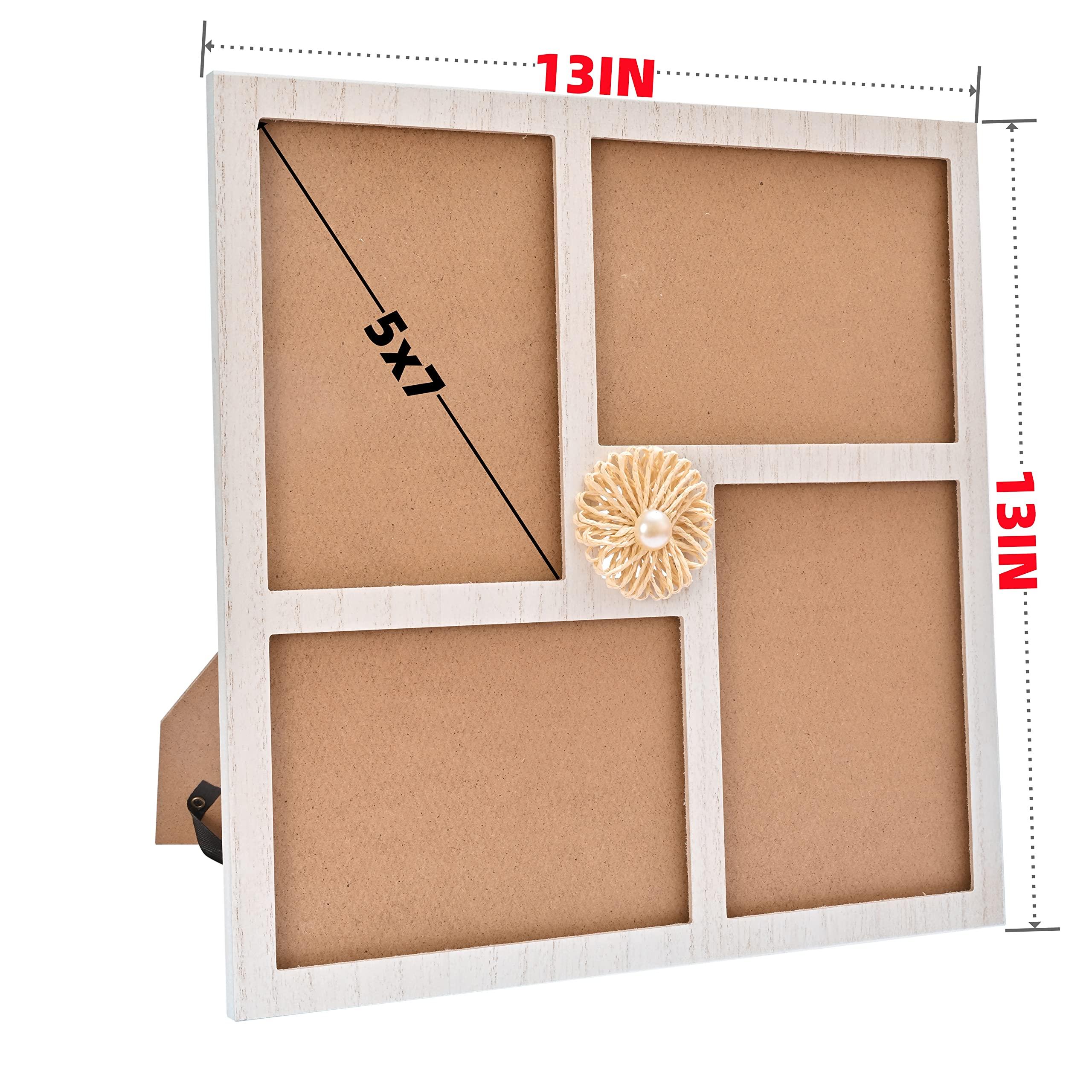 MONT PLEASANT MONT PLEASANT Collage Picture Frame 5x7 4-Opening Rustic Farmhouse Collage Photo Frames 4X6 with Mat Family Muti Frame for Wall Decor Hanging or Tabletop Display White