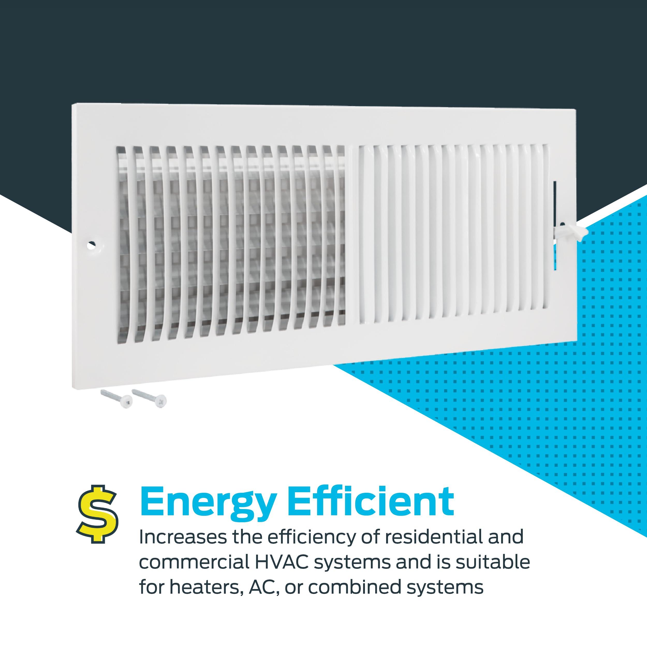 EZ-FLO EZ-FLO 16 x 6 Inch (Duct Opening) Air Vent Cover for Wall or Ceiling, Two-Way Ventilation Register, Solid Steel HVAC Register Cover, White, 61663