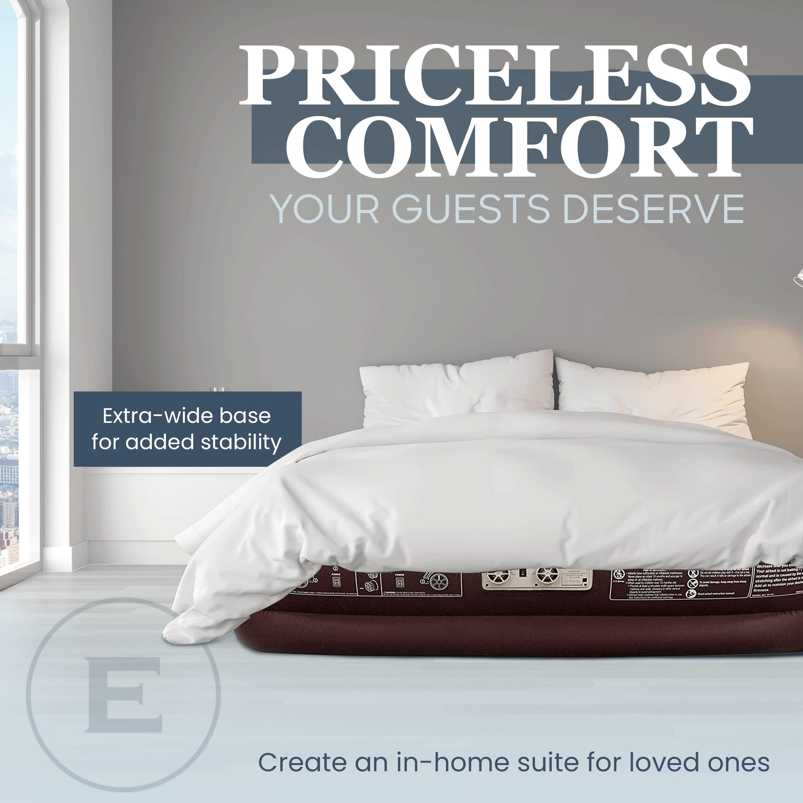 Englander Englander Queen Air Mattress with Built in Pump Raised - Double High, 600 LB Weight Capacity - Luxury Size Camping Mattress - Blow Up Floor Bed for Home - Microfiber, Waterproof Airbed with Patch Kit