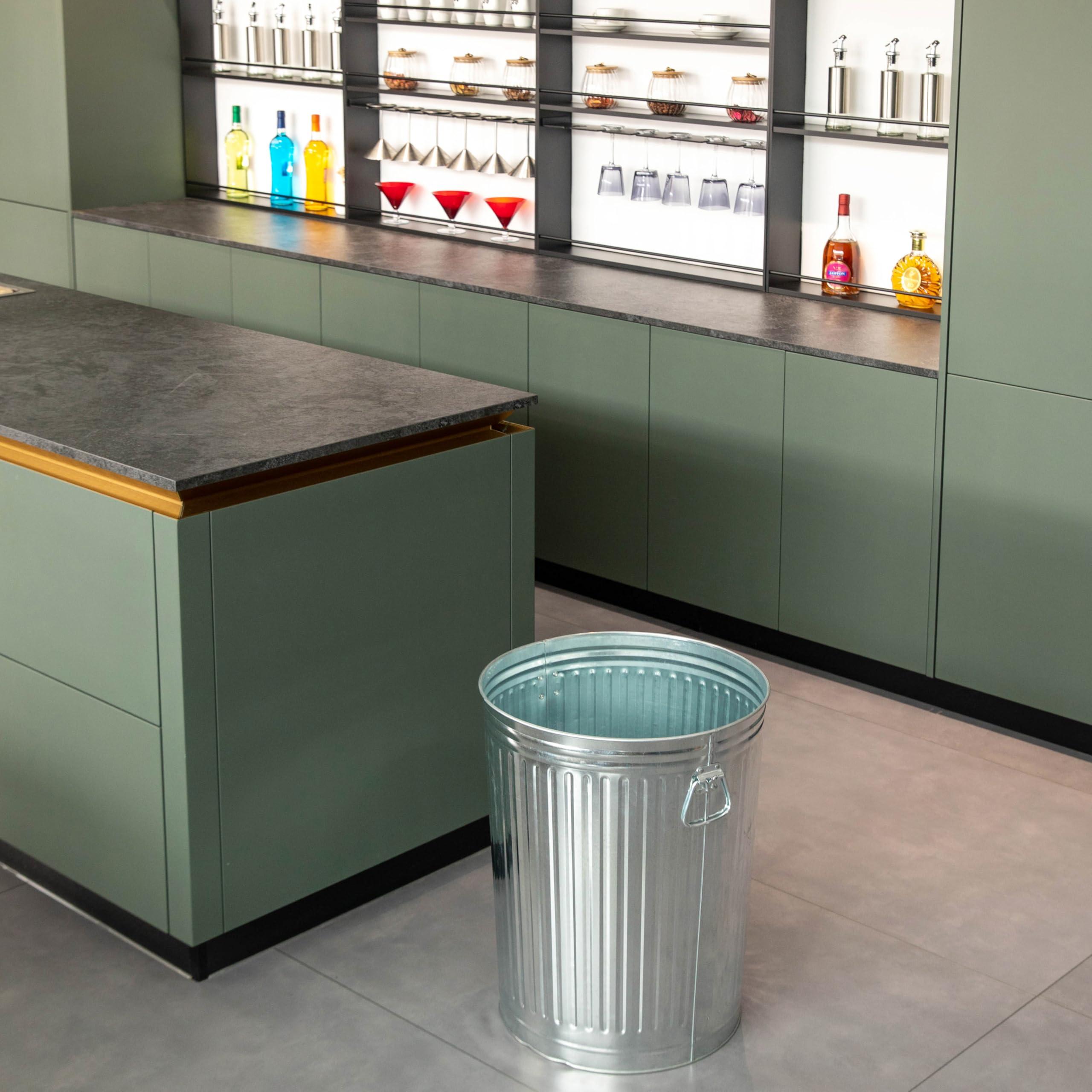 Gardenised Gardenised Round Galvanized Steel, 20 Gallon Trash Can with Secure Lid - Durable Metal Bucket for Backyard, Lawn, Garden and Yard Use - Weather-Resistant Garbage Can for Indoor and Outdoor, 17.75-inch