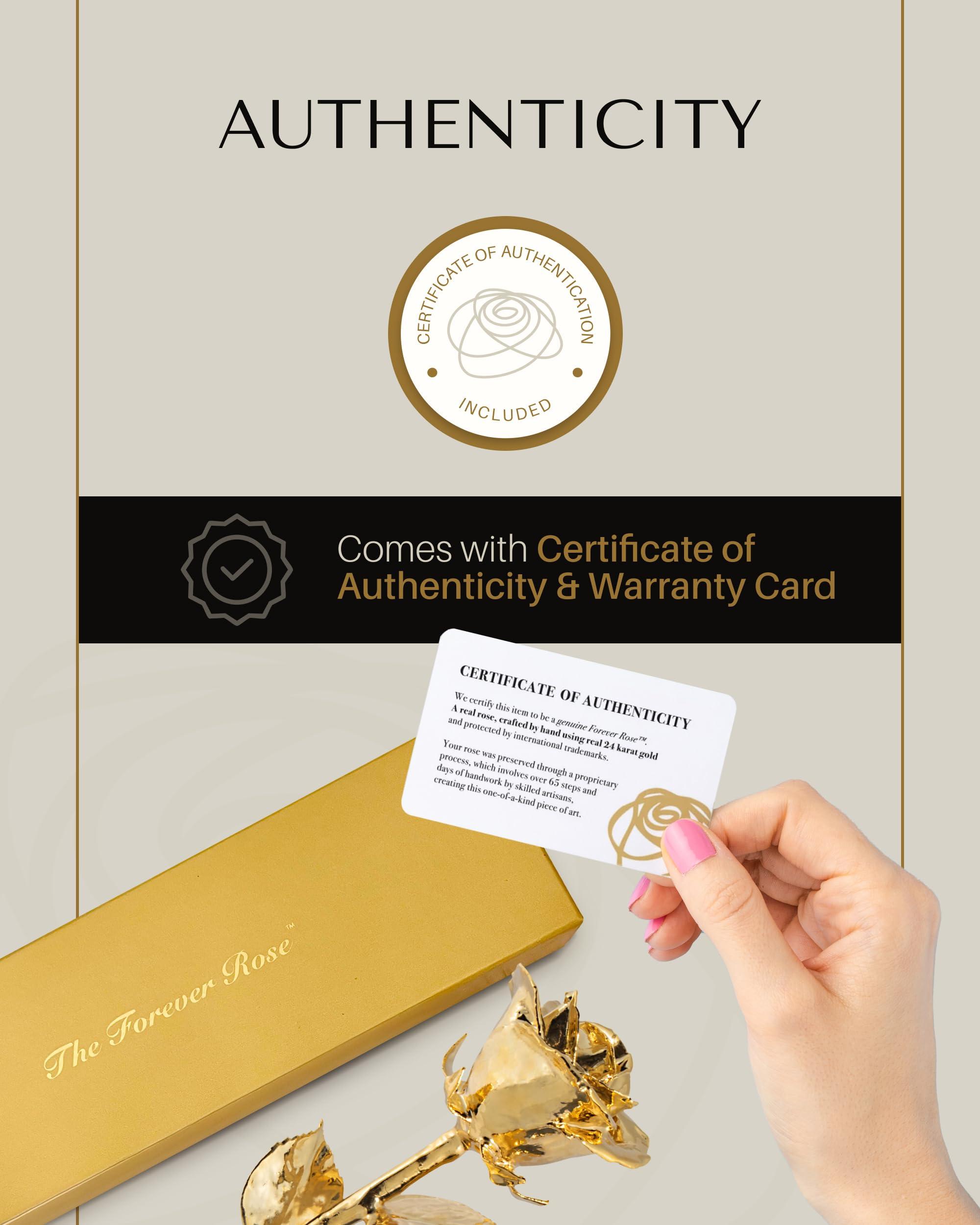 Forever Rose Forever Rose Real 24K Gold Rose, Genuine, One of A Kind Real Rose Hand Dipped in 24K Gold Roses, Everlasting & Beautiful 24K Gold Dipped Rose, Anniversary & Romantic Valentine\'s Day Gifts for Women