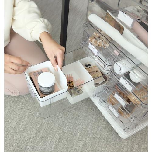 iDesign iDesign The Sarah Tanno Collection Large 7-Drawer Stacking Cosmetic Organizer Cart, Clear/White