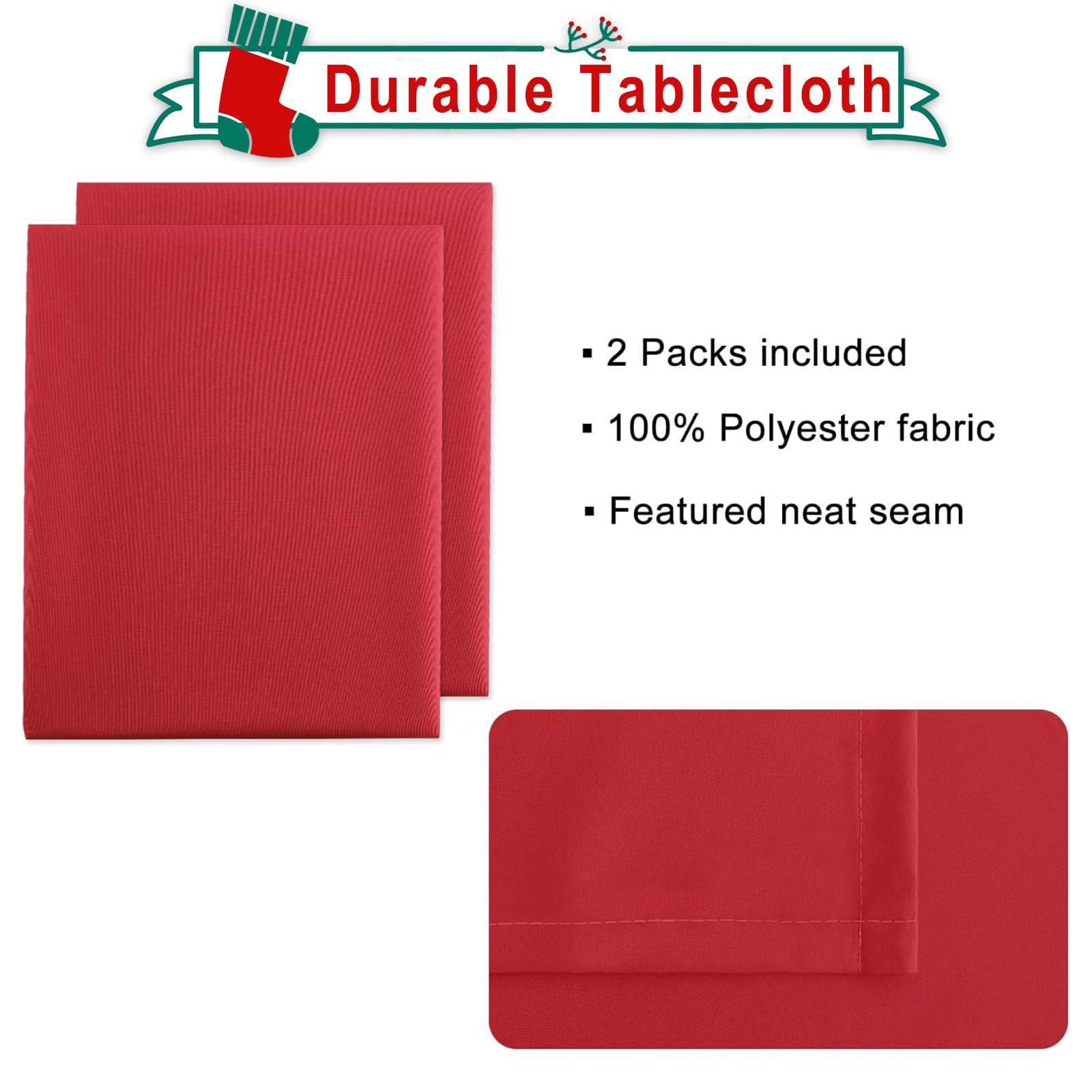 Hiasan Hiasan 2 Pieces Red Tablecloth Rectangle - Wateproof and Spillproof Kitchen Christmas Washable Polyester Table Cloth for Dining Room, 60 x 102 Inch