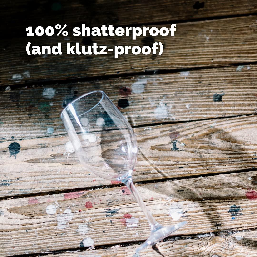 TaZa Outdoor Plastic Wine Glasses With Stem (12oz) | Unbreakable Tritan Stemware by TaZa | For Travel, Pool, Camping, Beach, Picnic, Everyday Use | Dishwasher Safe | Set of 4