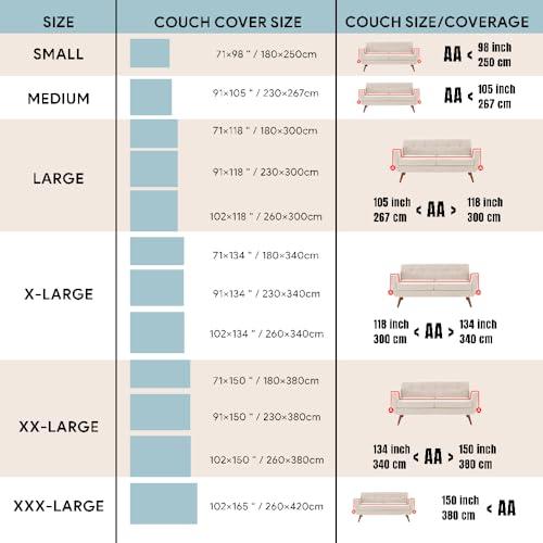 NORTHYGGE NORTHYGGE Sofa Cover%100 Organic Cotton, Couch Covers for Loveseat, Futon, Sofa, Sectional L Shape, U Shape, 4 Layered Muslin Softness Couch Cover, 71\", 91\", 102\" Widths (Lilac, 102x181 / 260x460cm)