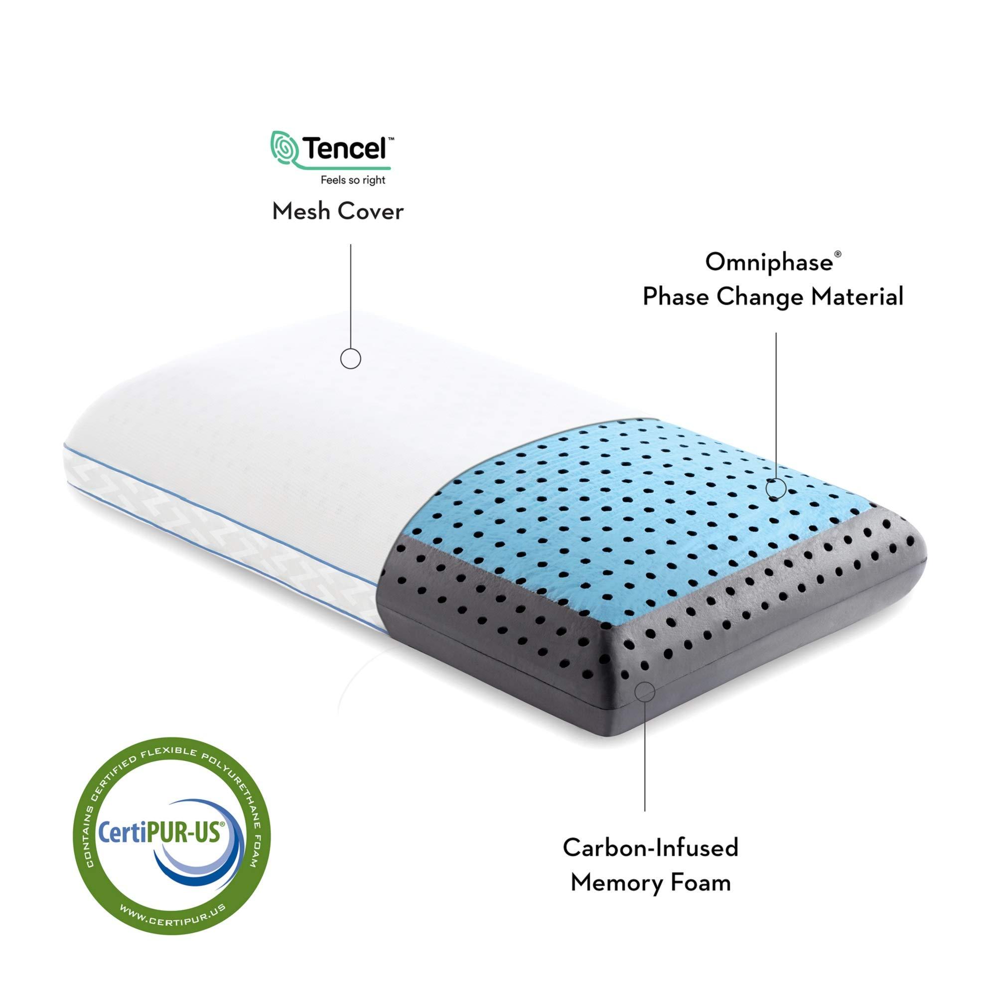 MALOUF MALOUF Z CARBONCOOL LT Plus OMNIPHASE Phase Change Material Memory Foam Pillow - Continual Temperature Regulation with Cool Surface - Mid-Loft - Queen