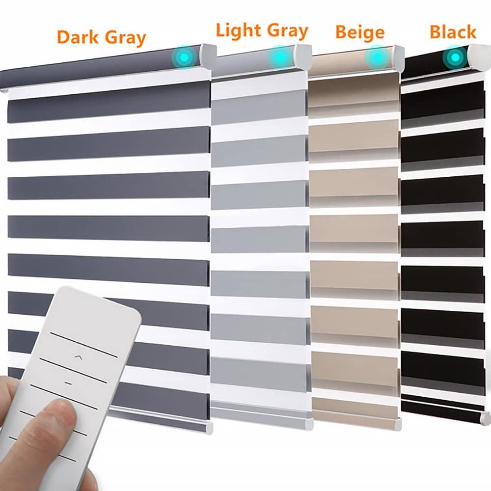 ZEBRAGO Motorized Zebra Blinds for Windows, Customized Remote Control Smart Dual Layer Shades with Privacy Light Control for Home, Office