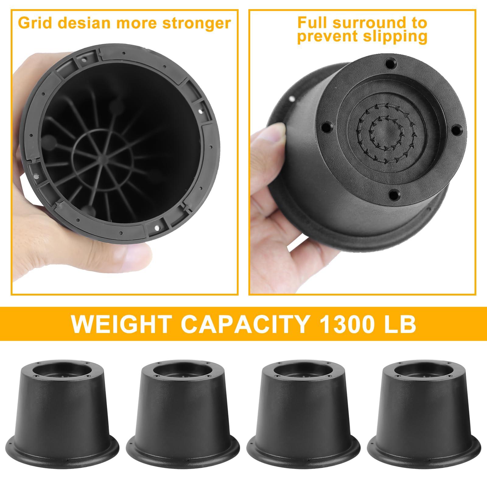 Longzhuo Bed Risers 2 Inch,12 Pack Anti Slip Furniture Risers,Stackable Heavy Duty Elevators for Sofa/Bed/Table/Couch/Chair,Supports up to 1,300 lbs,Table Leg Extenders Bed Lifter,Furniture Accessories,Black