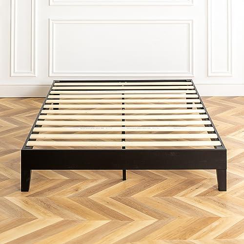 Mellow Mellow Naturalista Grand 12 Inch Solid Wood Platform Bed with Wooden Slats, Easy Assembly, Queen, Black